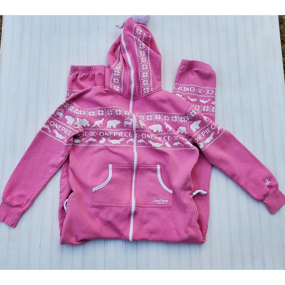 One Piece Norwegian Original Onepiece Jumpsuit Sz M Medium Unisex Pink Snowflake